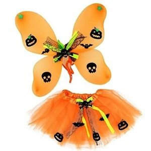 Halloween Fairy Costume Girls Tutu Butterfly Set Wings Ages 5 + Dress Up NWT